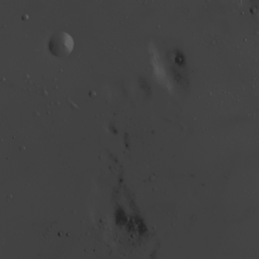 A dim, flat-looking lunar surface image and its histogram-equalized version with strong contrast.